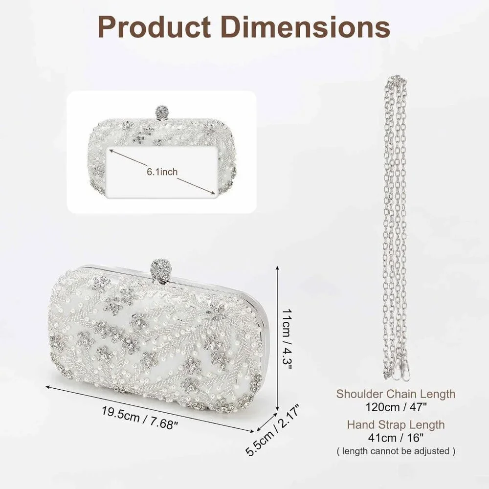 Evening Clutch Bag Rhinestone Polyester Silver Versatile Formal Party